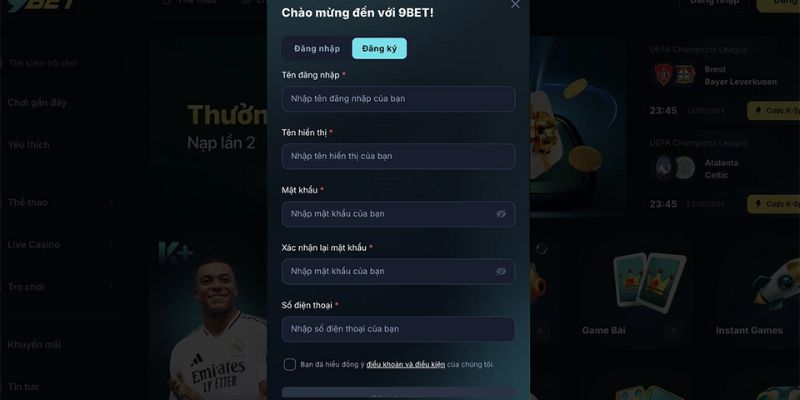 Quy trình từ A đến Z quy trình đăng ký 9BET cho người chơi